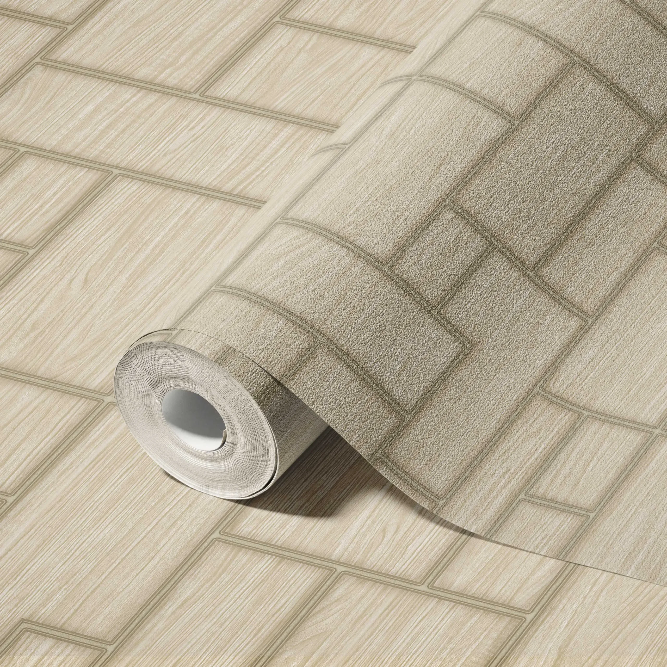 Beige Embossed Wallpaper – Farmhouse Warmth (23108-3)
